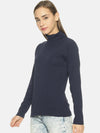 Femea Women Solid Turtle Neck Pure Cotton Top