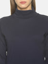 Femea Women Solid Turtle Neck Pure Cotton Top