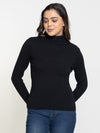 RVK Ribbed HighNeck Pure Cotton Pullover Sweater