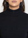 Ribbed High Neck Pullover Sweater