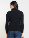 Ribbed High Neck Pullover Sweater