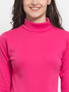 Femea Women Solid Turtle Neck Pure Cotton Top