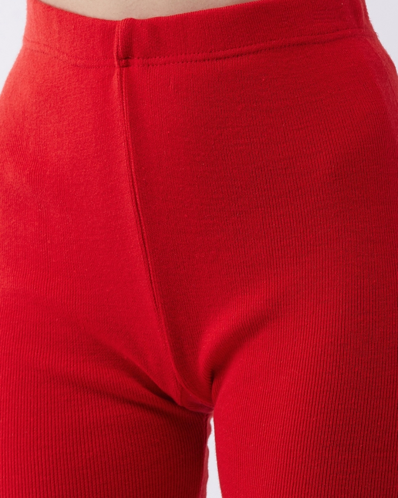 Red Churidar-Length Woolen Leggings - Rvk